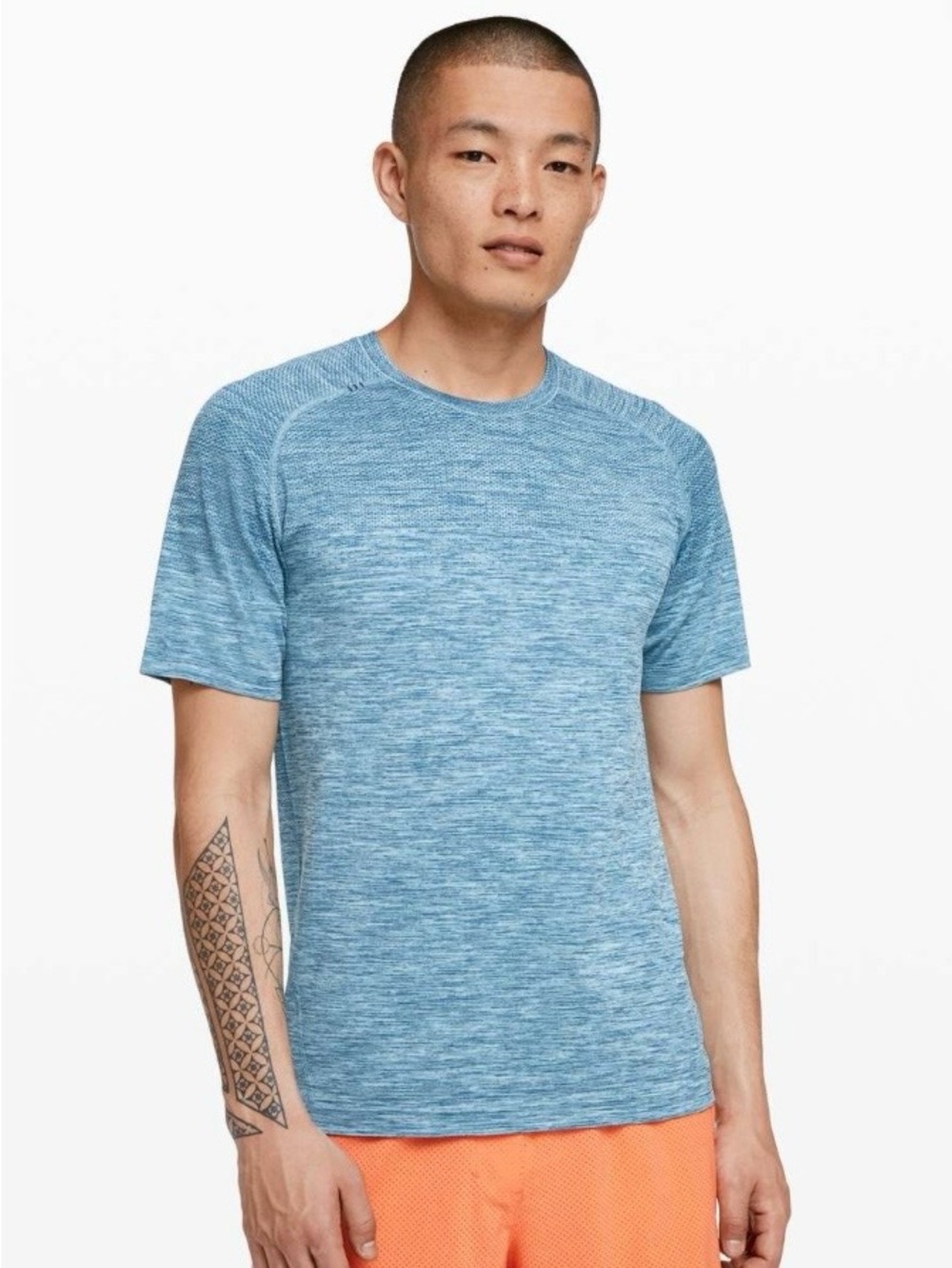 Lululemon Metal Vent Tech Short Sleeve Shirt w/Skull & Crossbones Small Blue - Picture 2 of 16